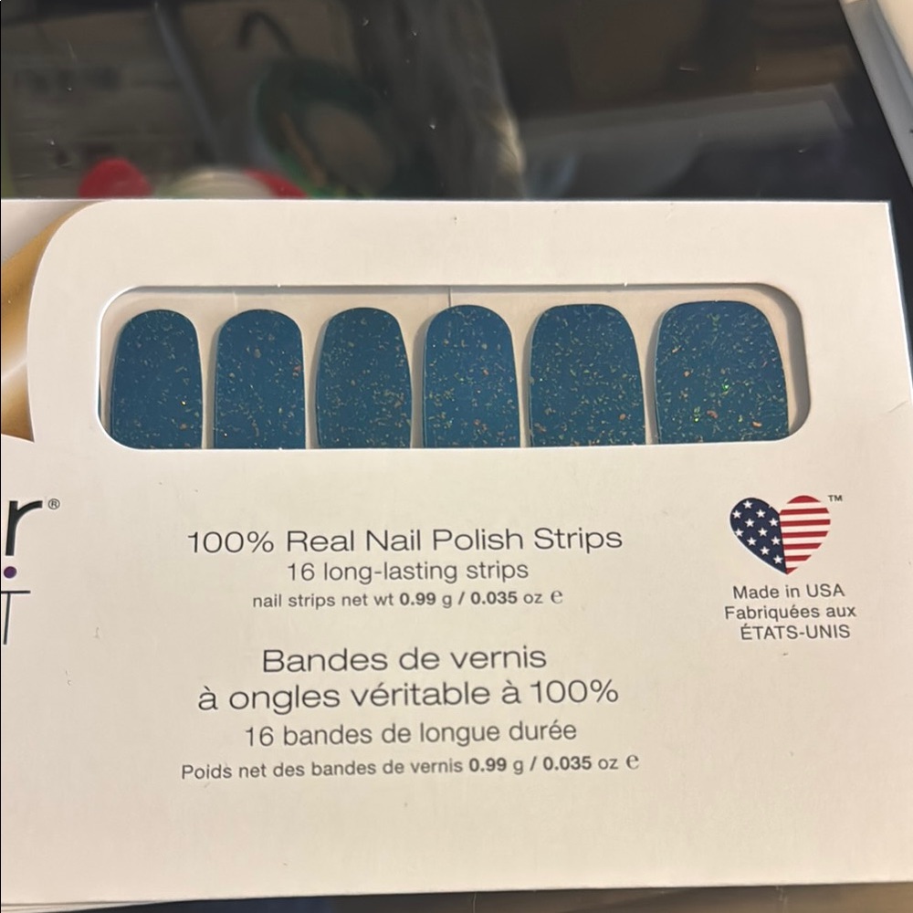 Blue Nail Polish Strips with Gold Flecks Blueberry Crisp